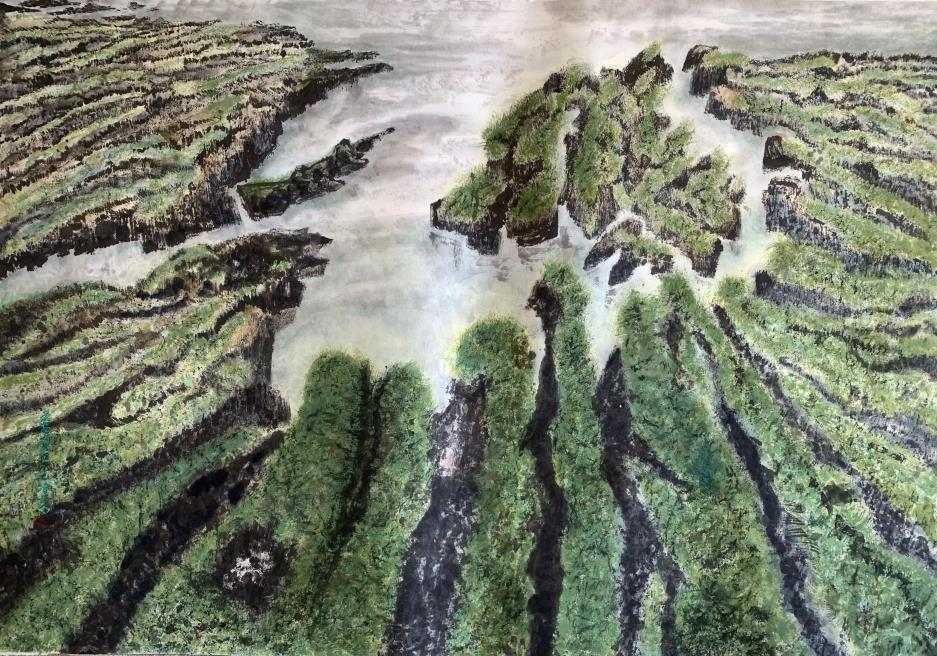 墨萃履蹤-魏妙如水墨個展作品_老梅藻礁