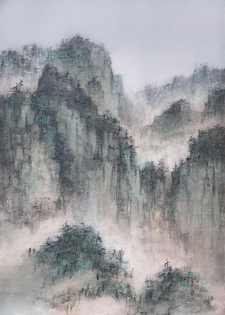 非常氣勢磅礴的山巒層層曡曡延申
