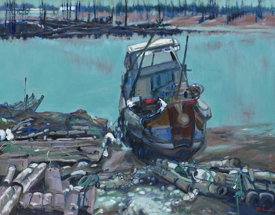 轉角遇見大師-倪朝龍作品展油畫作品《啟航》