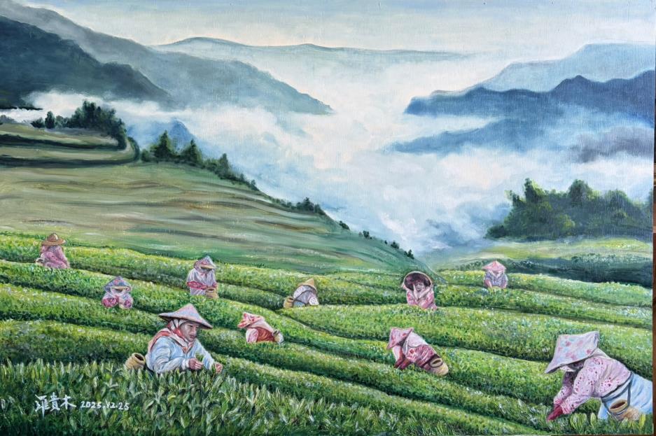 羅貴木則以彩筆呈現臺灣鄉土風情