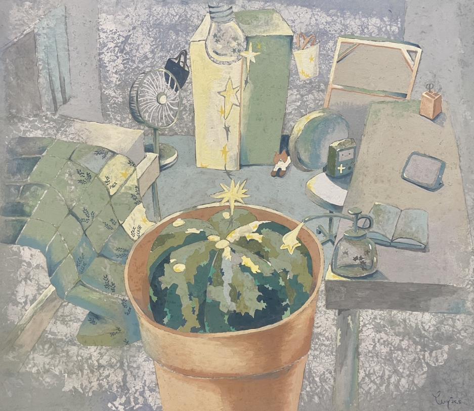 可愛的盆栽是綠色的仙人掌好大一顆