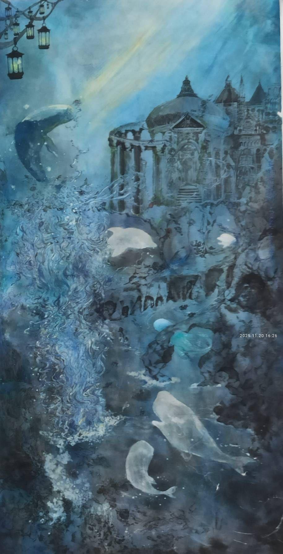 藍色系的海洋裏有燈火通明的感覺