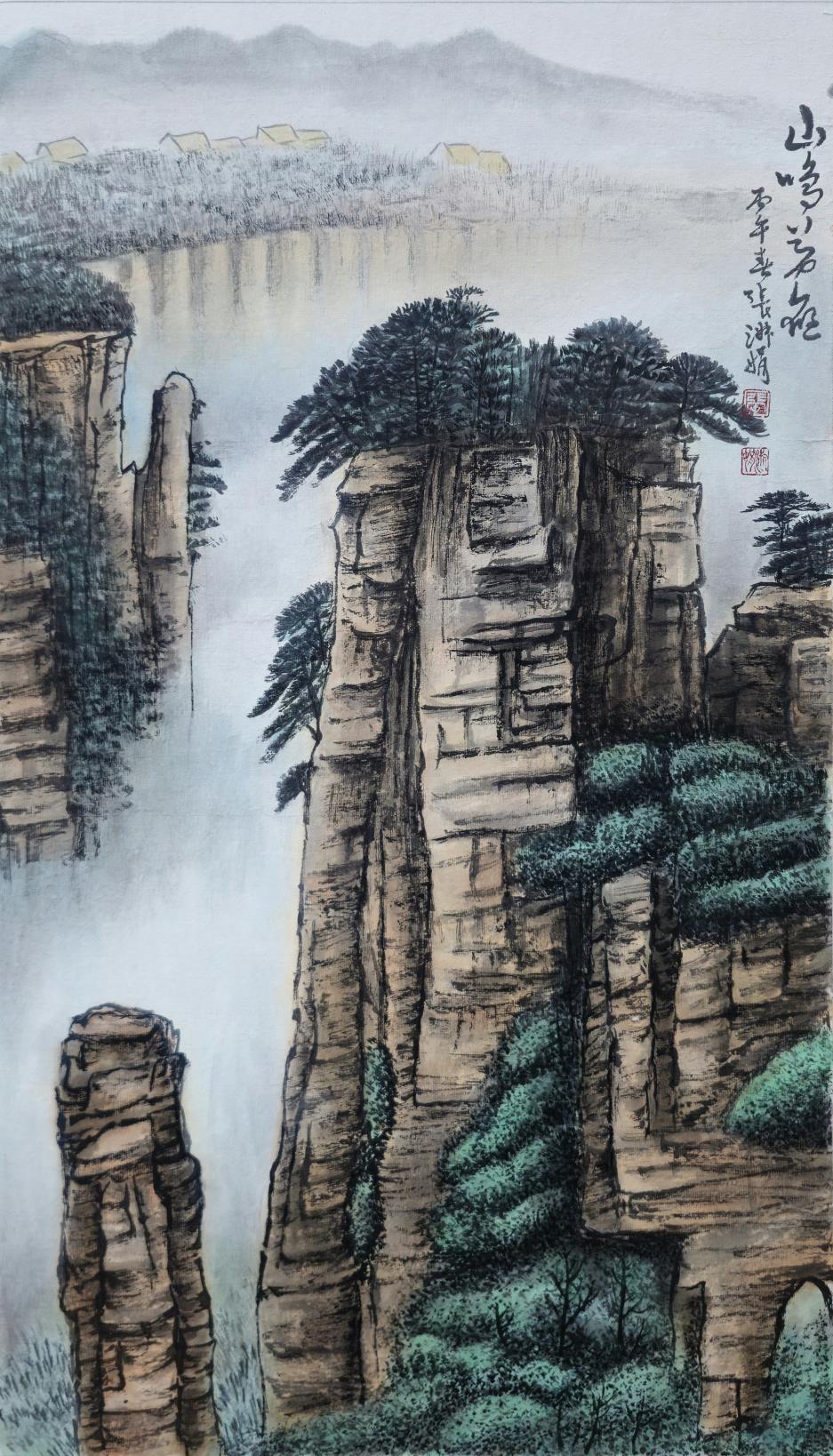 澄懷畫會 水墨釉彩繽紛展_代表性作品《山鳴若雁》