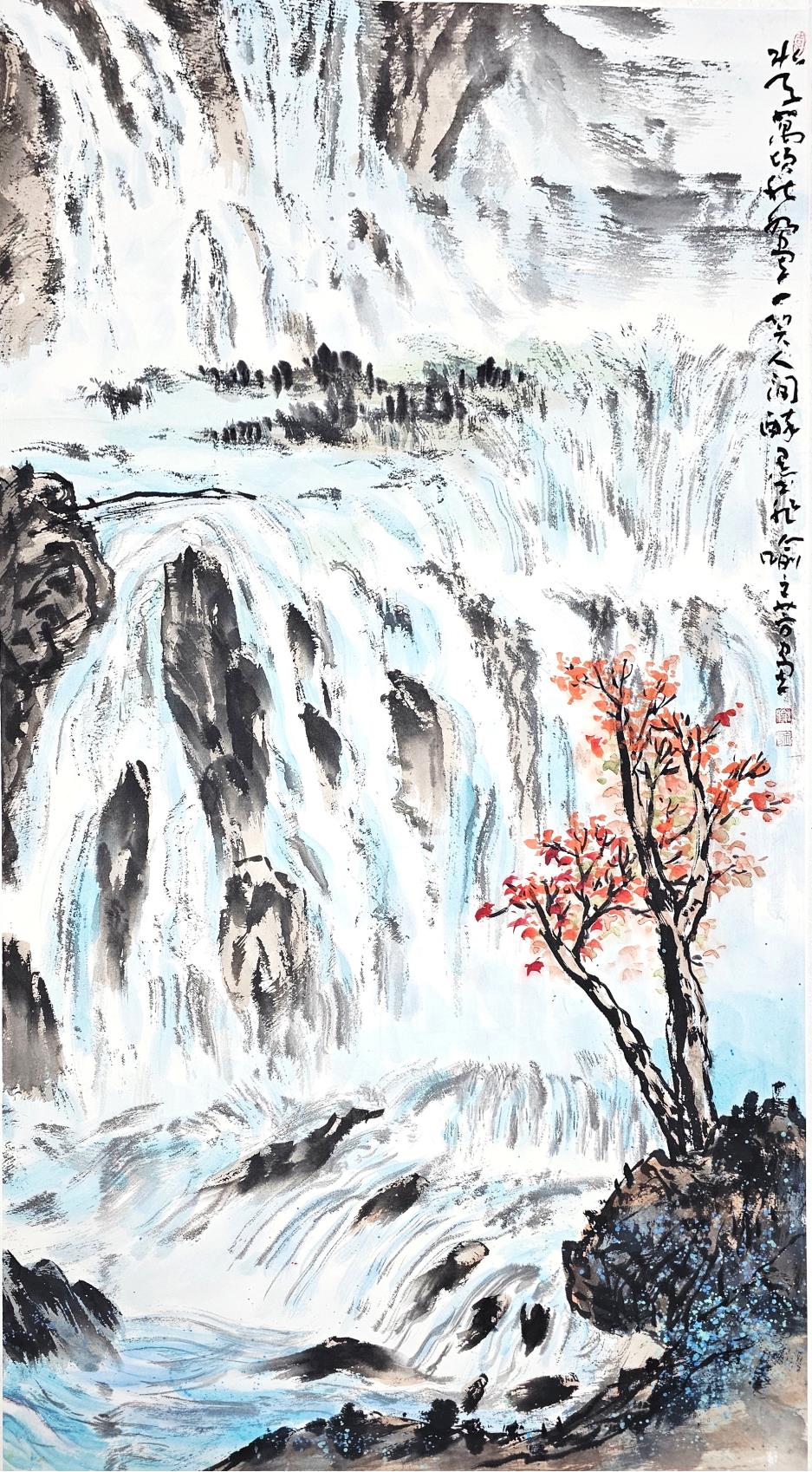 青溪長流‧115年全國新文藝學會聯展作品-喻文芳《 飛瀑》