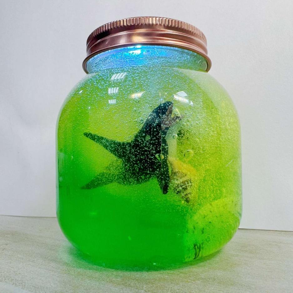 堅持使用安全無毒材料製作史萊姆，不用任何真正的海洋生物製作裝飾。